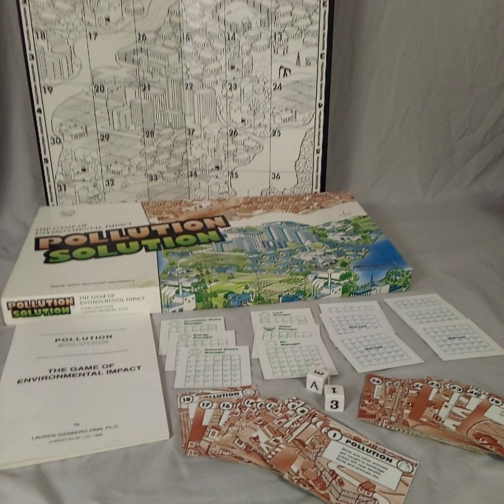 Pollution Solution Environmental Board Game 1989 AristoPlay Vintage Complete